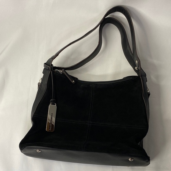 Tignanello Handbags - Tignanello Women's Black Suede Shoulder Bag